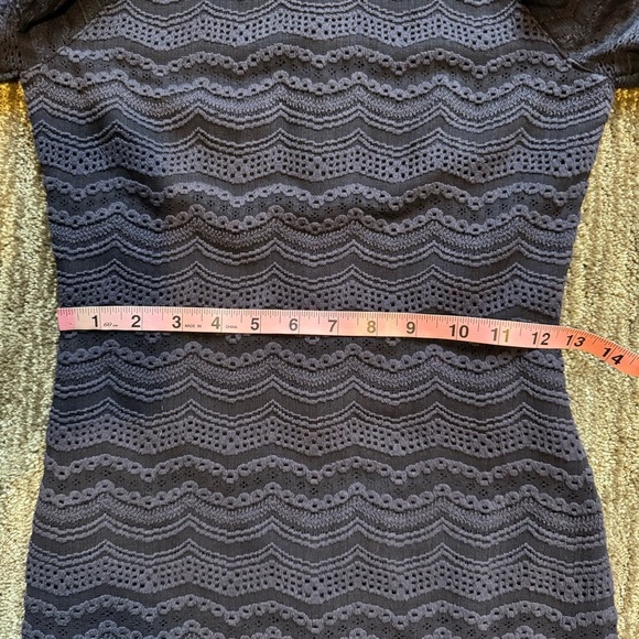 Slate & Willow Lined Midnight Blue Ruffle Sheath Midi Dress Romance Date Night - Picture 14 of 14